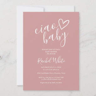 Ciao Babydusche Herz Dusty Rose Rosa Minimalistisc Einladung