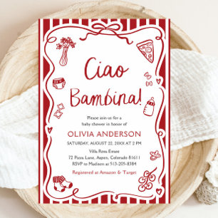 Ciao Bambina Girl Whimsical Italienische Babydusch Einladung