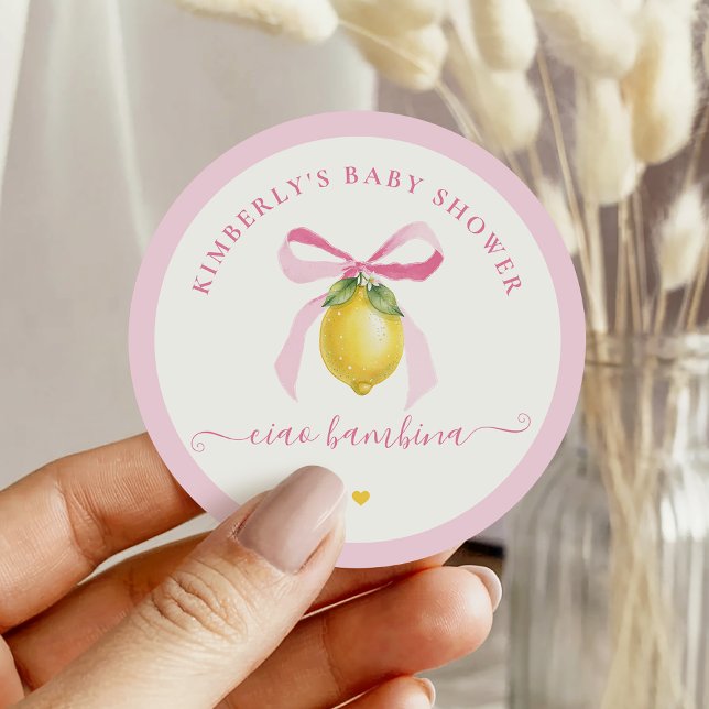 Ciao Bambina Pink Lemon Baby Shower Stickers (Von Creator hochgeladen)