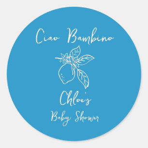Ciao Bambino Autocollant Rond de Baby Shower Dessi