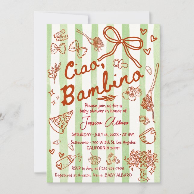 Ciao Bambino Baby Shower Invitation Einladung (Vorderseite)