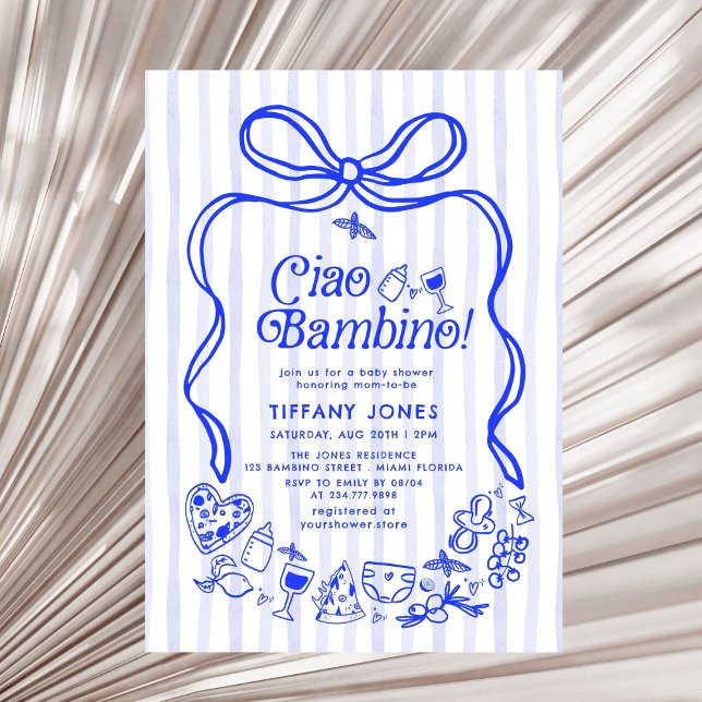 Ciao Bambino Blue Italian Lemons Baby Shower Einladung (Von Creator hochgeladen)