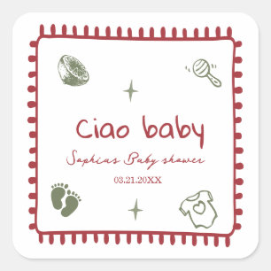 Ciao Bambino Doodle Baby Schwangerschaftsaufkleber Quadratischer Aufkleber