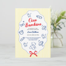 Ciao bambino gelbe Babyparty-Einladung