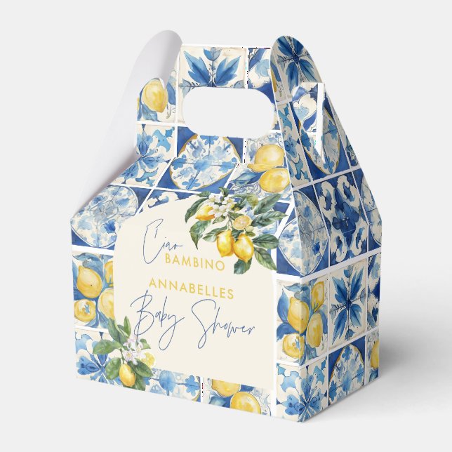 Ciao Bambino greek lemon baby shower Geschenkschachtel (Rückseite)