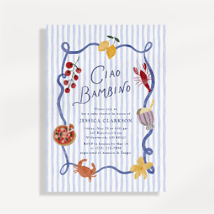 Ciao Bambino Handbemalte italienische Baby Shower- Einladung