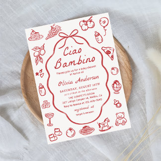 Ciao Bambino Handgezeichnete italienische Lemon Ba Einladung