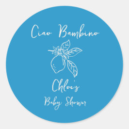 Ciao Bambino Handgezeichnete Lemon Babydusche Runder Aufkleber
