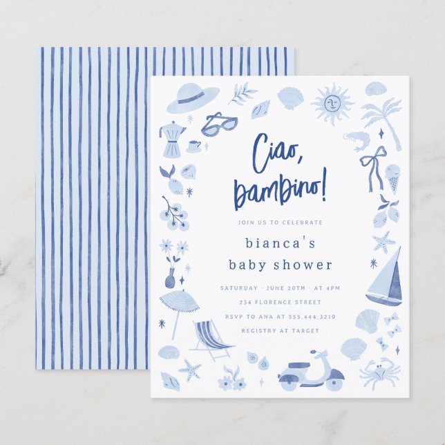 Ciao Bambino Italian Budget Boy Baby Shower (Vorne/Hinten)