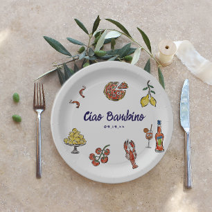 Ciao Bambino Italienische Mediterrane Babydusche Pappteller