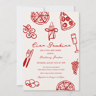 Ciao Bambino Italienische Pizza-Themen-Baby-Party Einladung