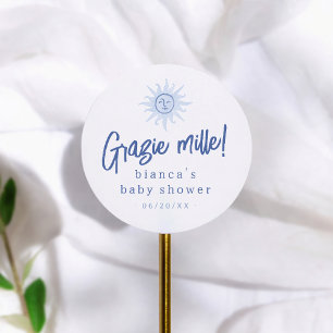 Ciao Bambino Italienischer Junge Baby Shower Danke Runder Aufkleber