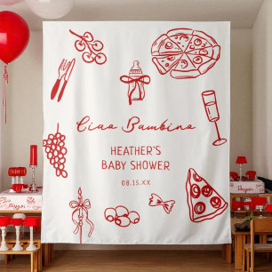 Ciao Bambino Italy Pizza Baby Shower Banner Wandteppich