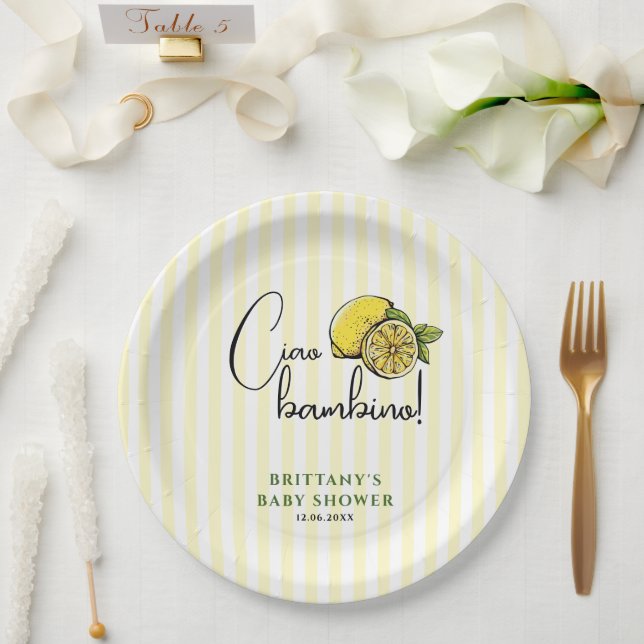 Ciao Bambino Lemon Italienische Summer Baby Dusche Pappteller (Hochzeit)