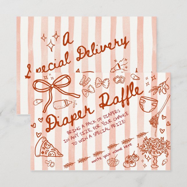 Ciao Bambino Red - Diaper Raffle Begleitkarte (Vorne/Hinten)