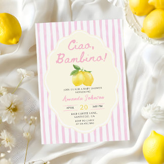 Ciao Bambino Rosa Limonade Baby-Shower-Einladung Einladung