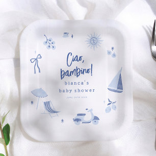 Ciao Bambino Sommer Blau Jungen Baby-Party Pappteller