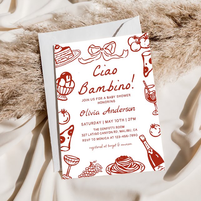 Ciao Bambino Whimsical Italian Pizza Baby Shower Einladung (Von Creator hochgeladen)