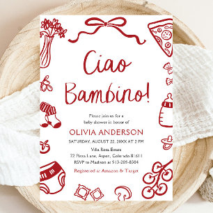Ciao Bambino Whimsical Italienische Pizza Baby Dus Einladung