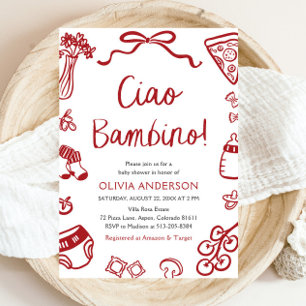 Ciao Bambino Whimsical Italienische Pizza Baby Dus Einladung