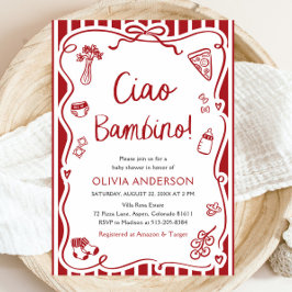 Ciao Bambino Whimsical Italienische Pizza Baby Dus Einladung