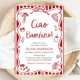 Ciao Bambino Whimsical Italienische Pizza Baby Dus Einladung