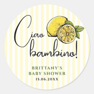 Ciao Bambino Zitronen-Italienischer Sommer-Baby-Pa Runder Aufkleber