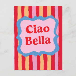 Ciao Bella Farbige gestreifte Sommerfreude Postkarte