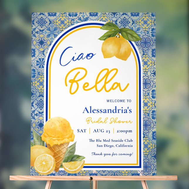Ciao Bella Italian Tile Lemon Gelato Brautparty Acrylschild (Neutral)