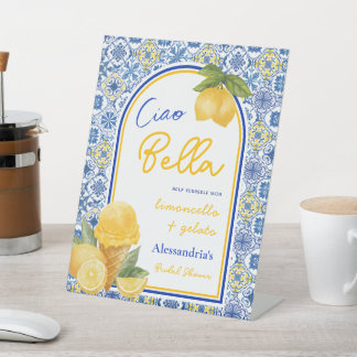 Ciao Bella Italian Tile Lemon Gelato Brautparty Sockelschild