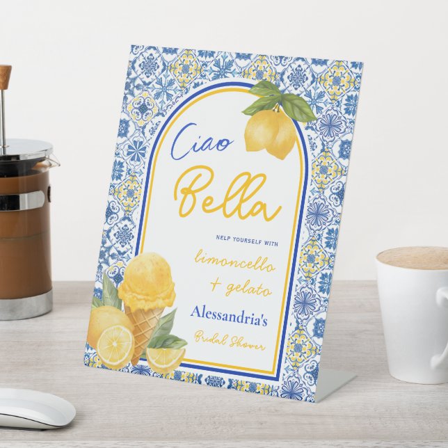 Ciao Bella Italian Tile Lemon Gelato Brautparty Sockelschild (In SItu)