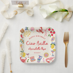 Ciao Bella Italienischer Geburtstag Benutzerdefini Pappteller