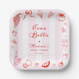 Ciao Bella Italienisches Brautparty Drawn Lemon Pappteller