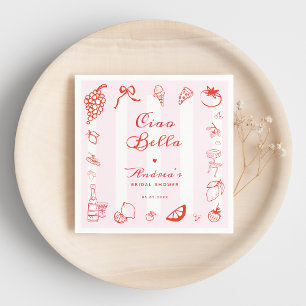 Ciao Bella Italienisches Brautparty Drawn Lemon Serviette
