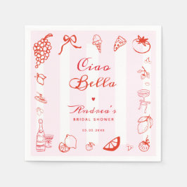 Ciao Bella Italienisches Brautparty Drawn Lemon Serviette