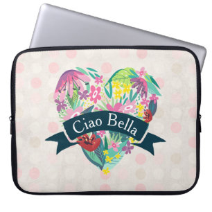 Ciao Bella Niedliches Blumenherz mit tropischen Bl Laptopschutzhülle