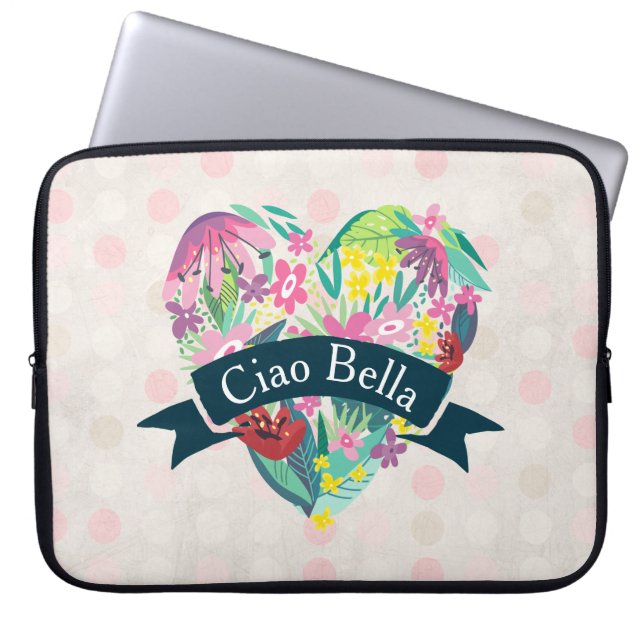 Ciao Bella Niedliches Blumenherz mit tropischen Bl Laptopschutzhülle (Vorderseite)