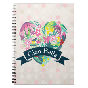 Ciao Bella Niedliches Blumenherz mit tropischen Bl Notizblock