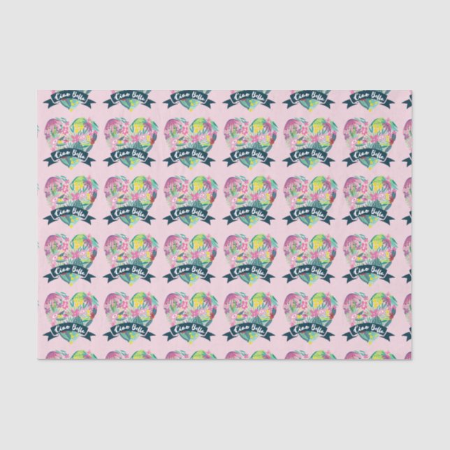 Ciao Bella Niedliches Blumenherz mit tropischen Bl Seidenpapier (Vorderseite)