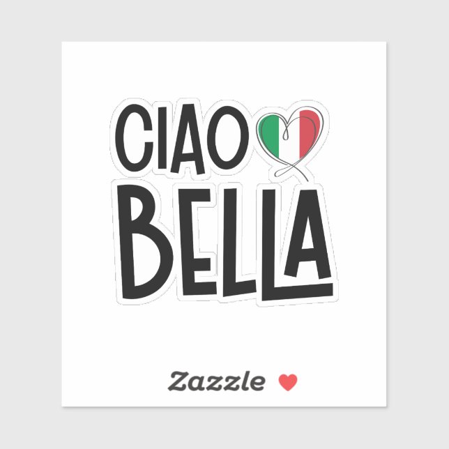 Ciao Bella - Niedliches Italien Herz Aufkleber (Blatt)