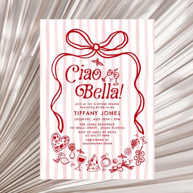 Ciao Bella Red Italian Lemons Brautparty Einladung (Von Creator hochgeladen)