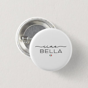 Ciao Bella - Typograpgie mit italienischem Herzen Button