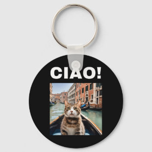 Ciao Funny Gondolier Cat on a Venezianisch Gondola Schlüsselanhänger