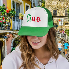 Ciao - handgeschriebener Gruß auf Italienisch Truckerkappe