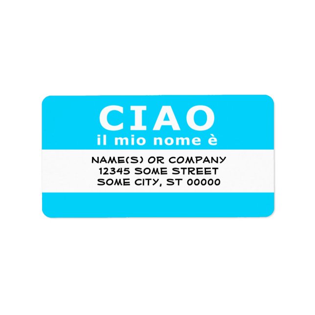 CIAO il mio nome e (blau) Adressaufkleber (Vorne)
