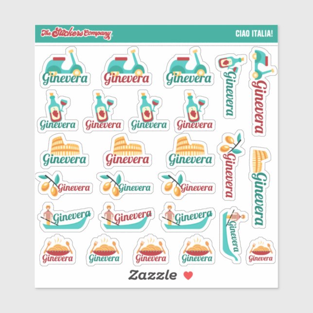 Ciao Italia! Individuelle Name Labels | Italien St (Blatt)