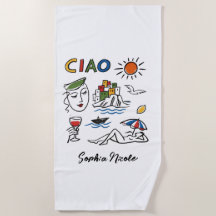 Ciao! Italienische Amalfi-Küste Handgezeichneter B
