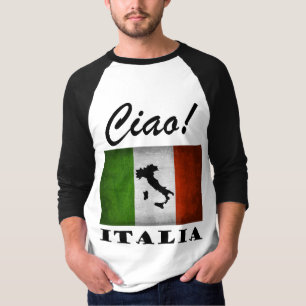 Ciao! Italienische Flaggen-Karte Italiens T-Shirt