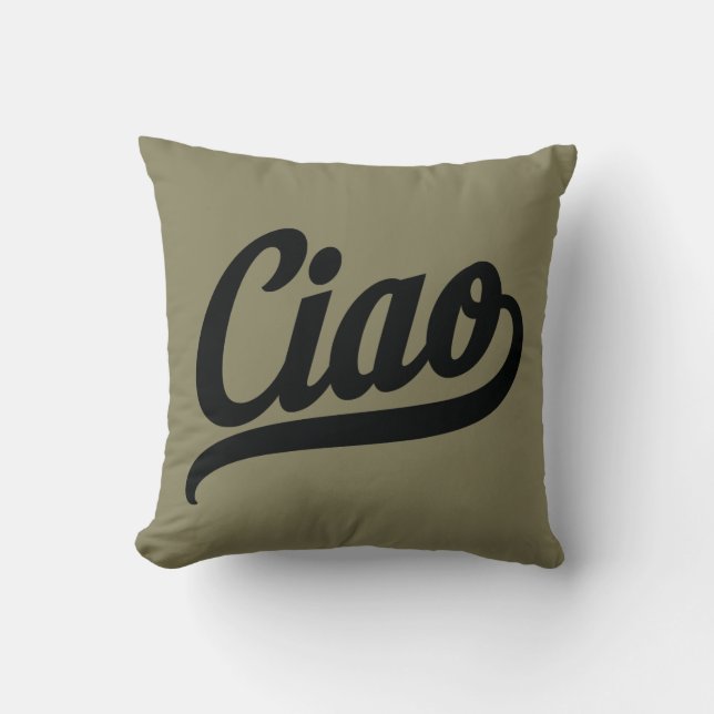 Ciao-Script (schwarz) Kissen (Vorderseite)