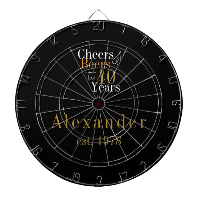 Cible De Fléchettes 40e anniversaire Accueil personnalisé Bières Black (Devant)